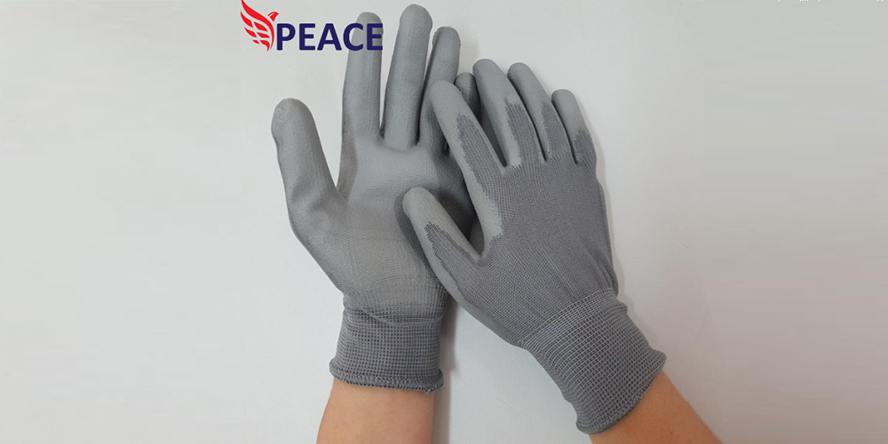 Găng tay xám phủ bàn PU