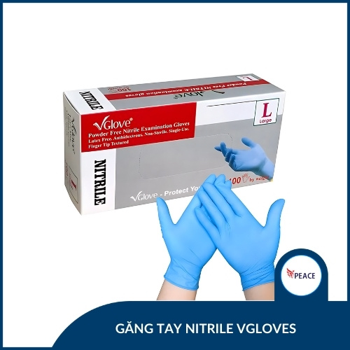 Gang tay nitrile Vgloves mau xanh 3 Gang tay nitrile Vgloves mau xanh 3