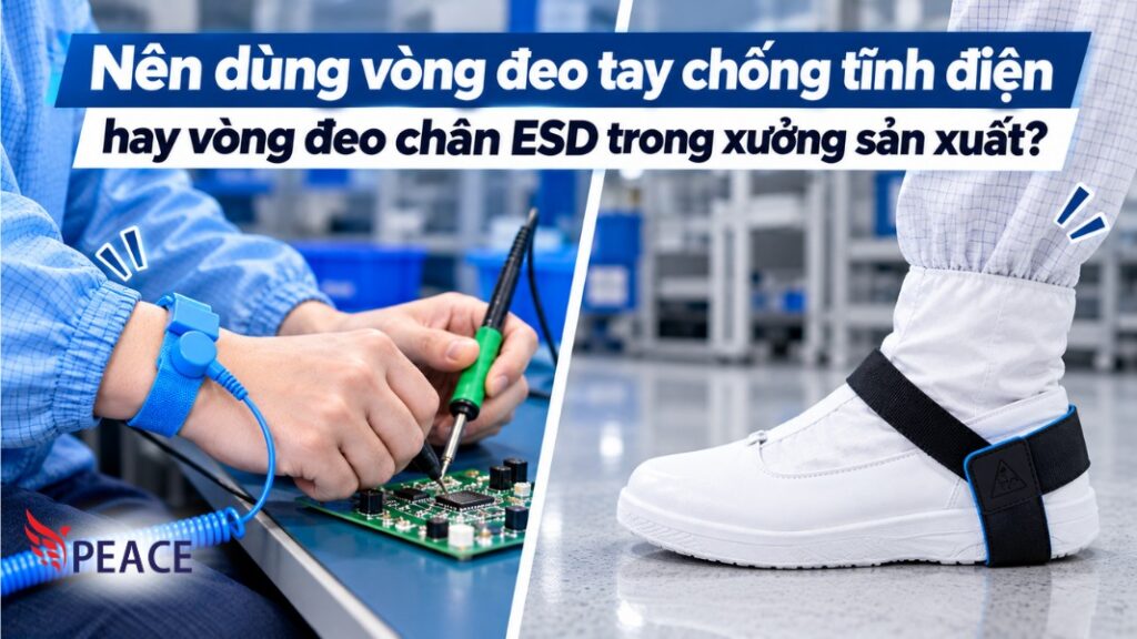 Nên dùng vòng đeo tay chống tĩnh điện hay vòng đeo chân ESD trong xưởng sản xuất